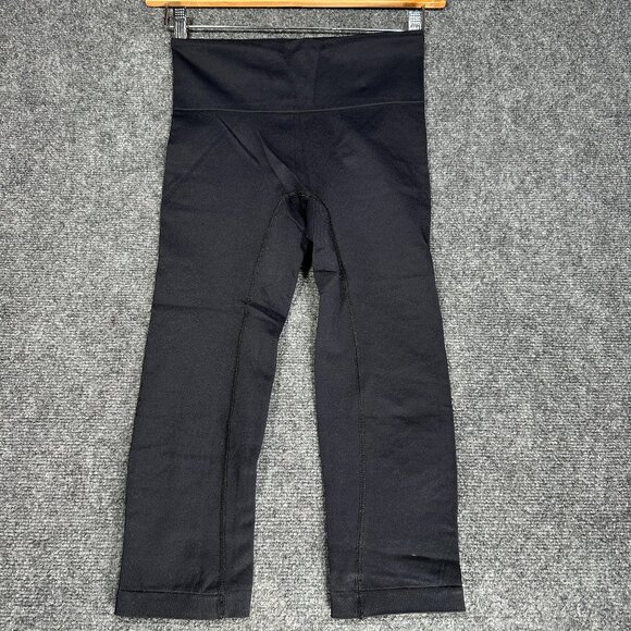 Athleta Pants Womens Small Power Thru Mesh Capri Leggings Black Stretch Yoga - Picture 1 of 7